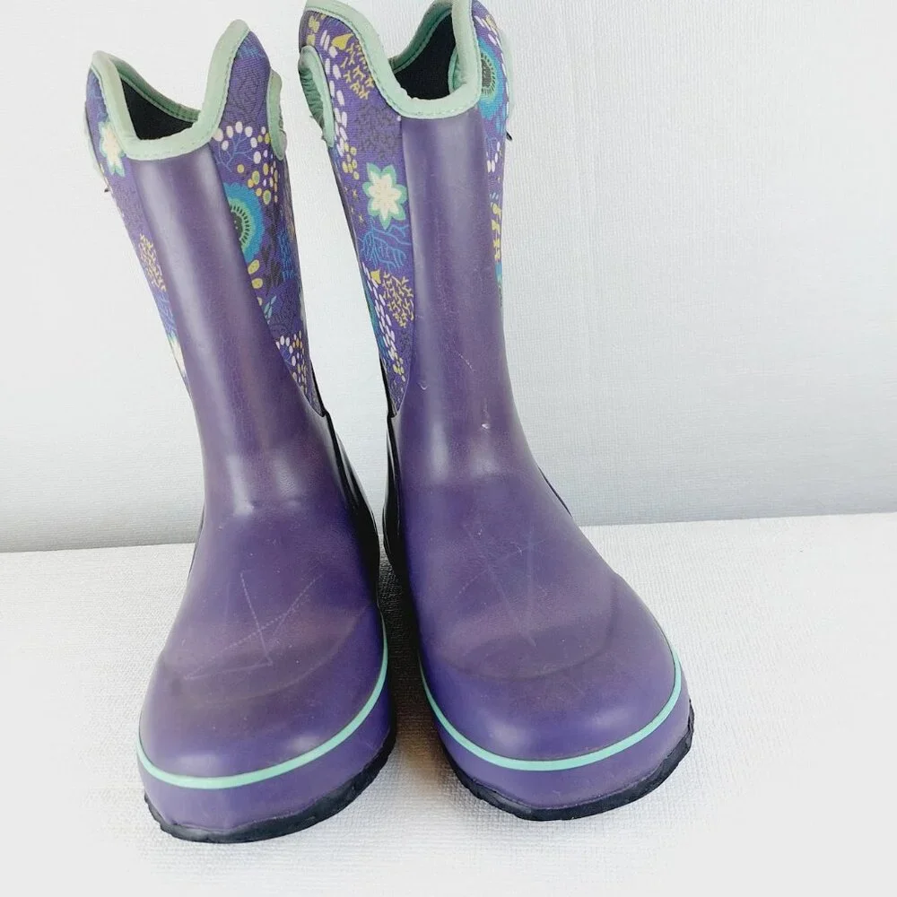 Bogs Youth Girls Purple Floral Slushie Reef Pull-On Waterproof Winter Boots Sz 3